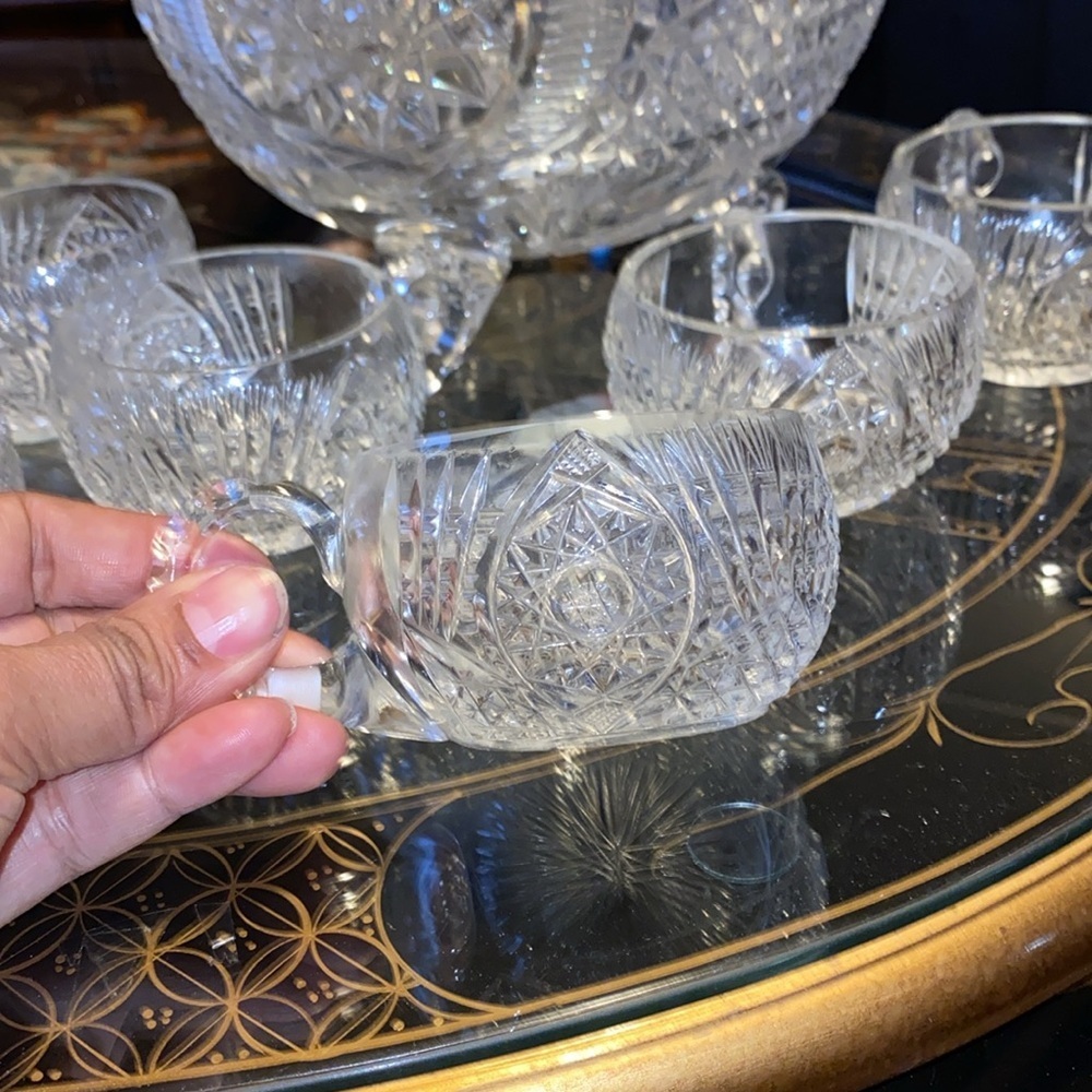 Vintage Waterford punch bowl with lid and 6 glasses - Picture 2 of 7